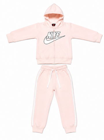 Baby Pink Kids Fleece Tracksuit Set