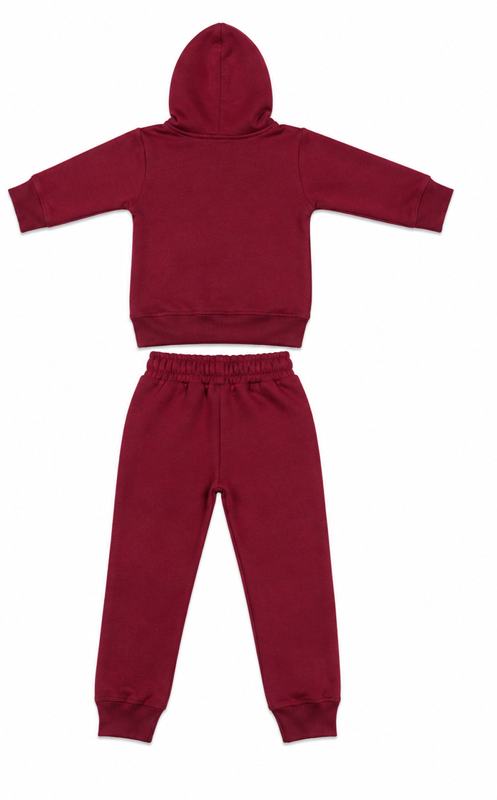 Maroon Kids Fleece Tracksuit Set