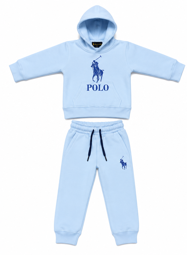 Light Blue Kids Fleece Tracksuit Set