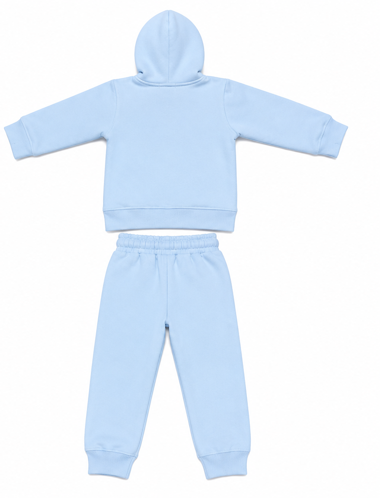 Light Blue Kids Fleece Tracksuit Set