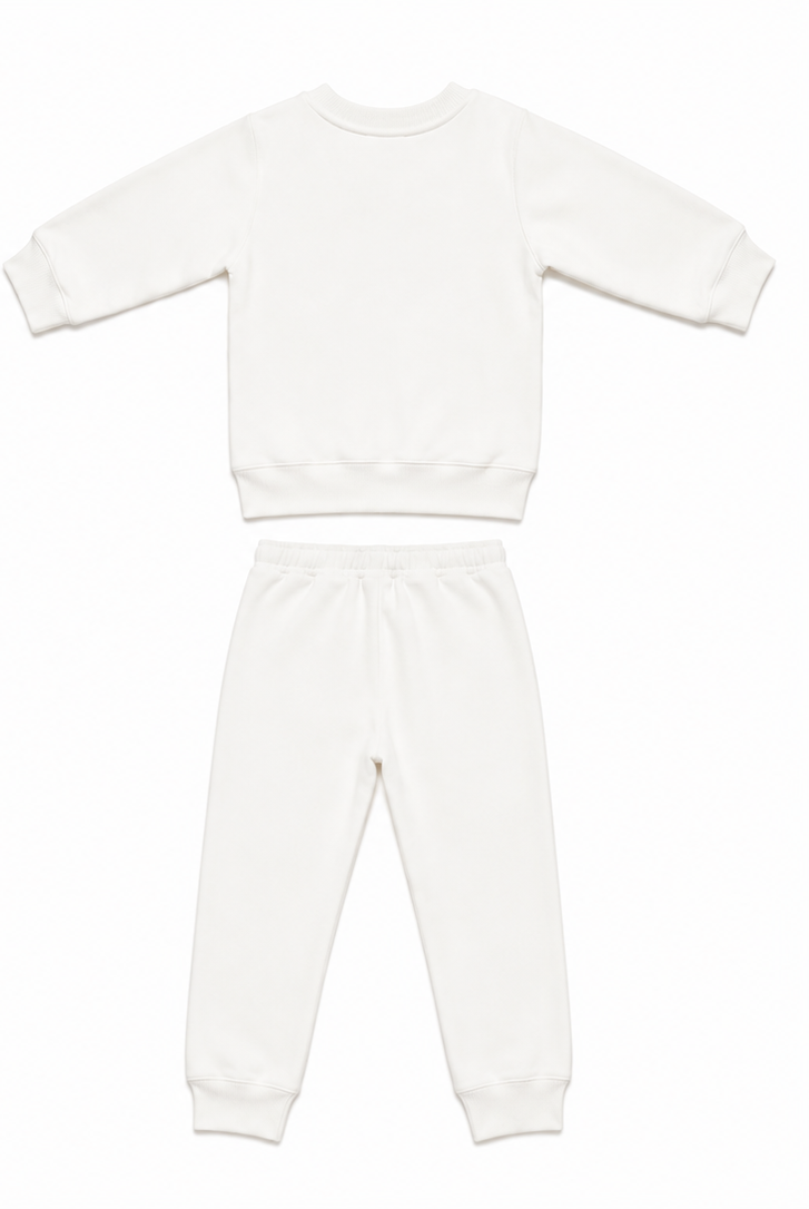 Off-White Bear Print Kids Fleece Sweatshirt & Trouser Set
