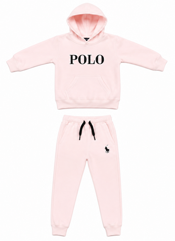 Baby Pink Kids Fleece Tracksuit Set