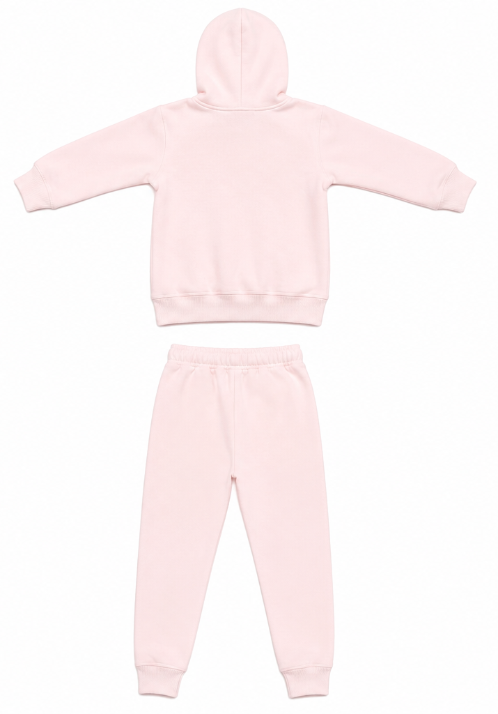 Baby Pink Kids Fleece Tracksuit Set