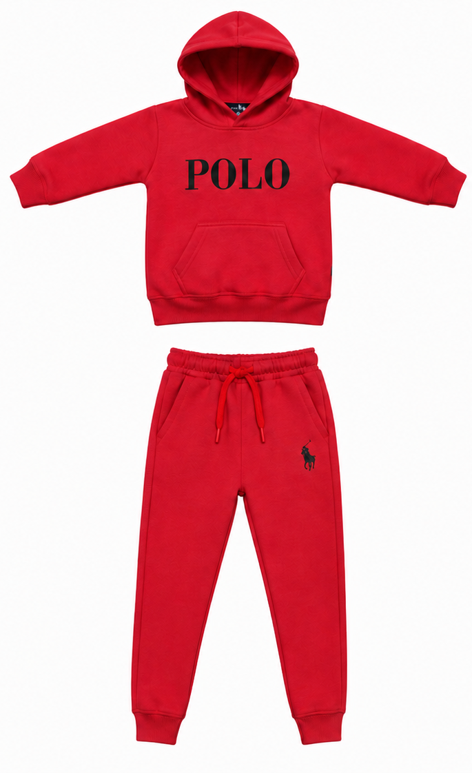 Red Kids Fleece Tracksuit Set
