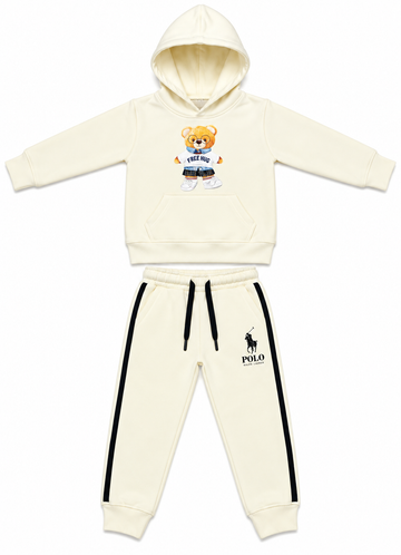 Off-White Bear Graphic Kids Fleece Tracksuit Set