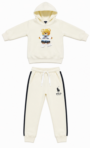 Off-White Bear Graphic Kids Fleece Tracksuit Set
