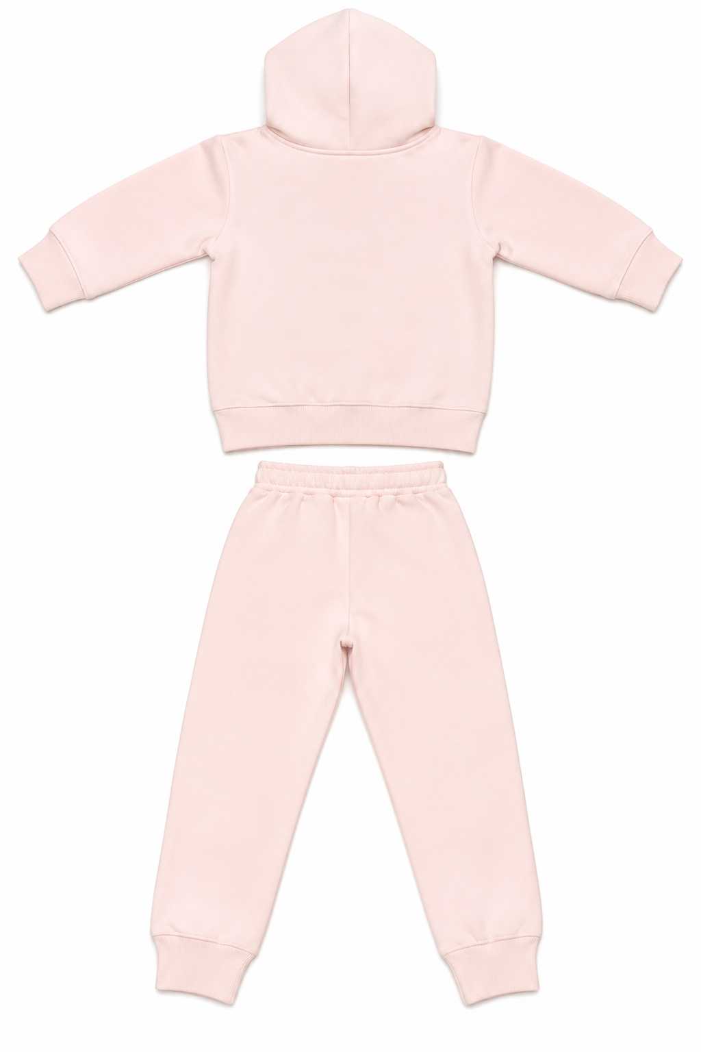 Baby Pink Bear Graphic Kids Fleece Tracksuit Set