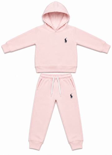 Baby Pink Kids Fleece Tracksuit Set