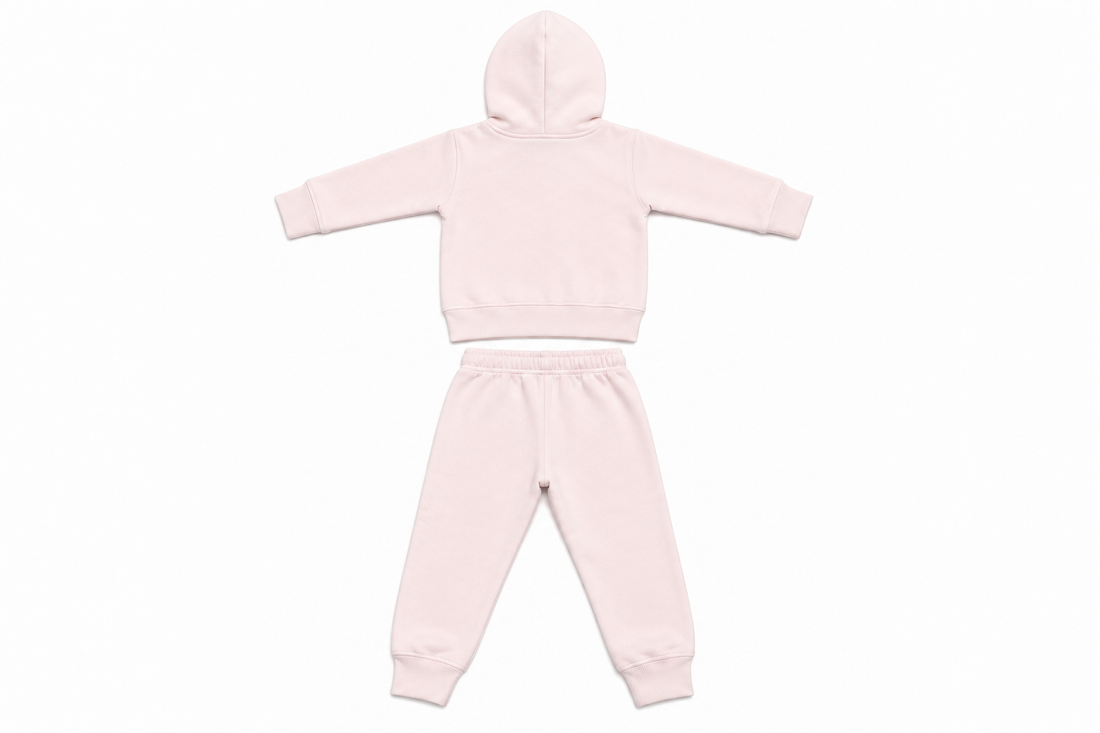 Baby Pink Kids Fleece Tracksuit Set