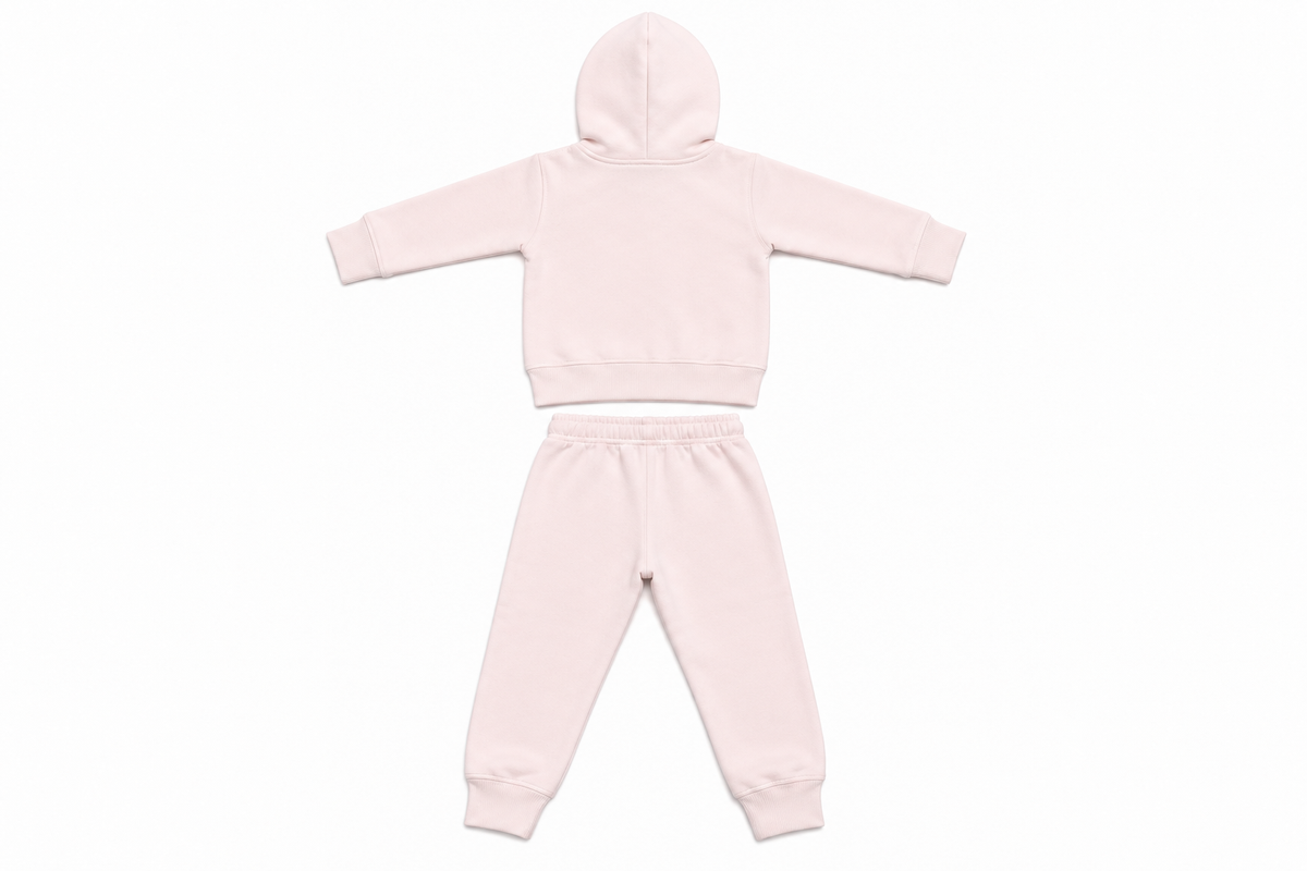 Baby Pink Kids Fleece Tracksuit Set