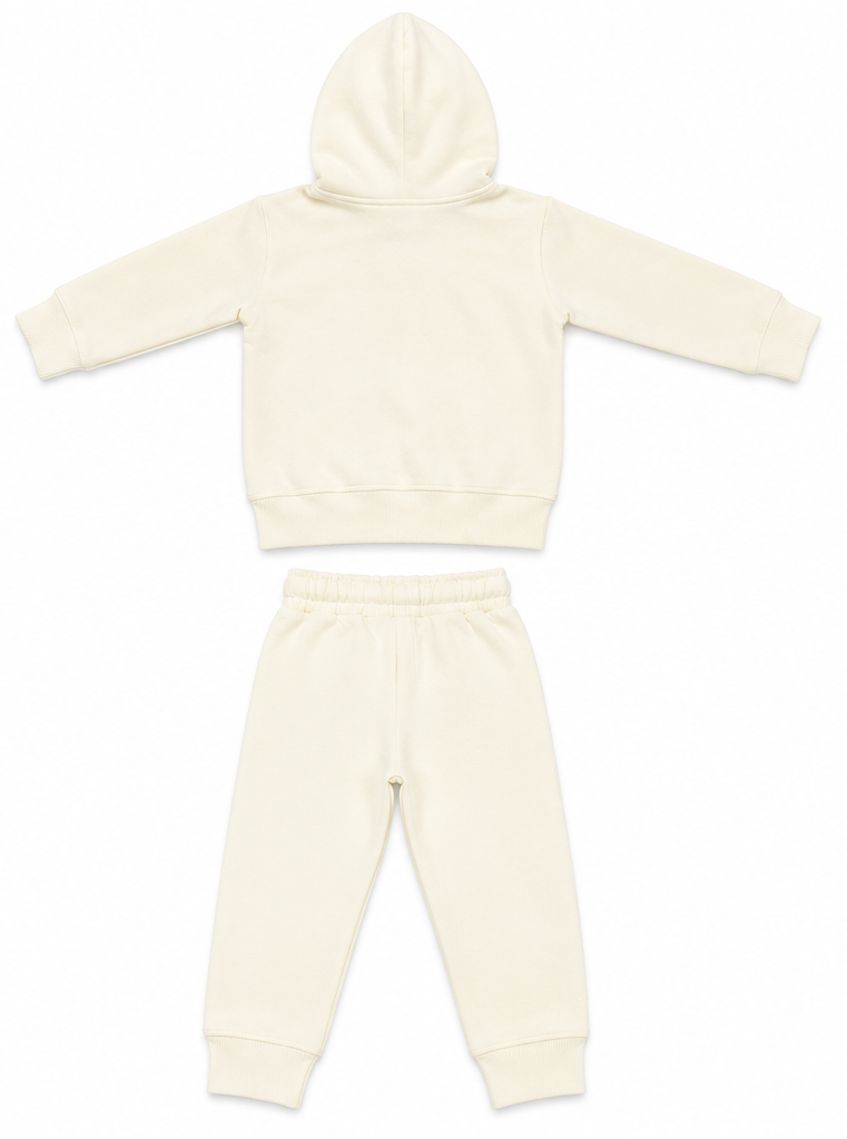 Off-White Bear Graphic Kids Fleece Zipper Tracksuit Set