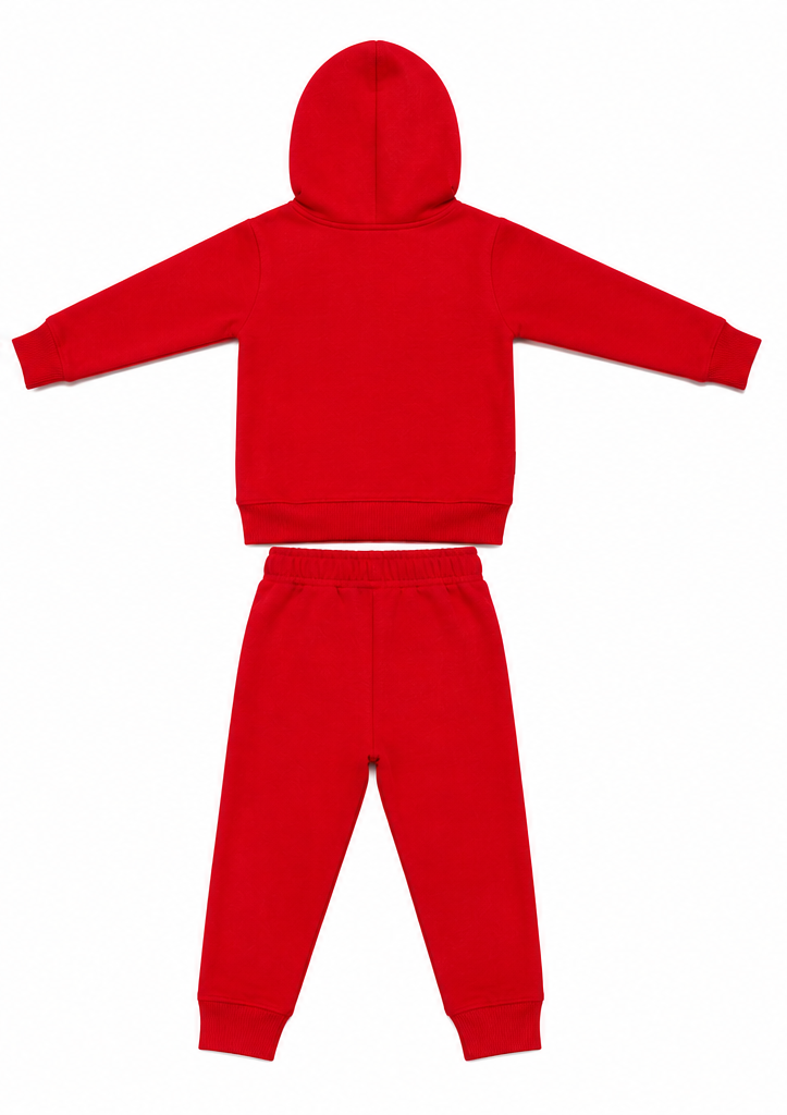 Red Graphic Kids Fleece Tracksuit Set