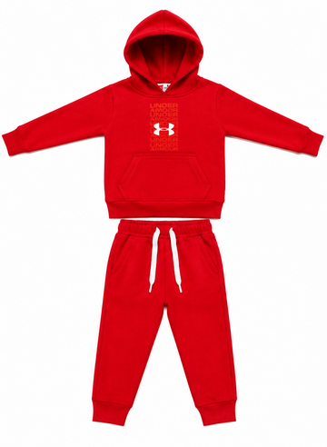 Red Graphic Kids Fleece Tracksuit Set