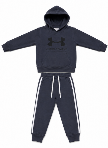 Cool Grey Graphic Kids Fleece Tracksuit Set