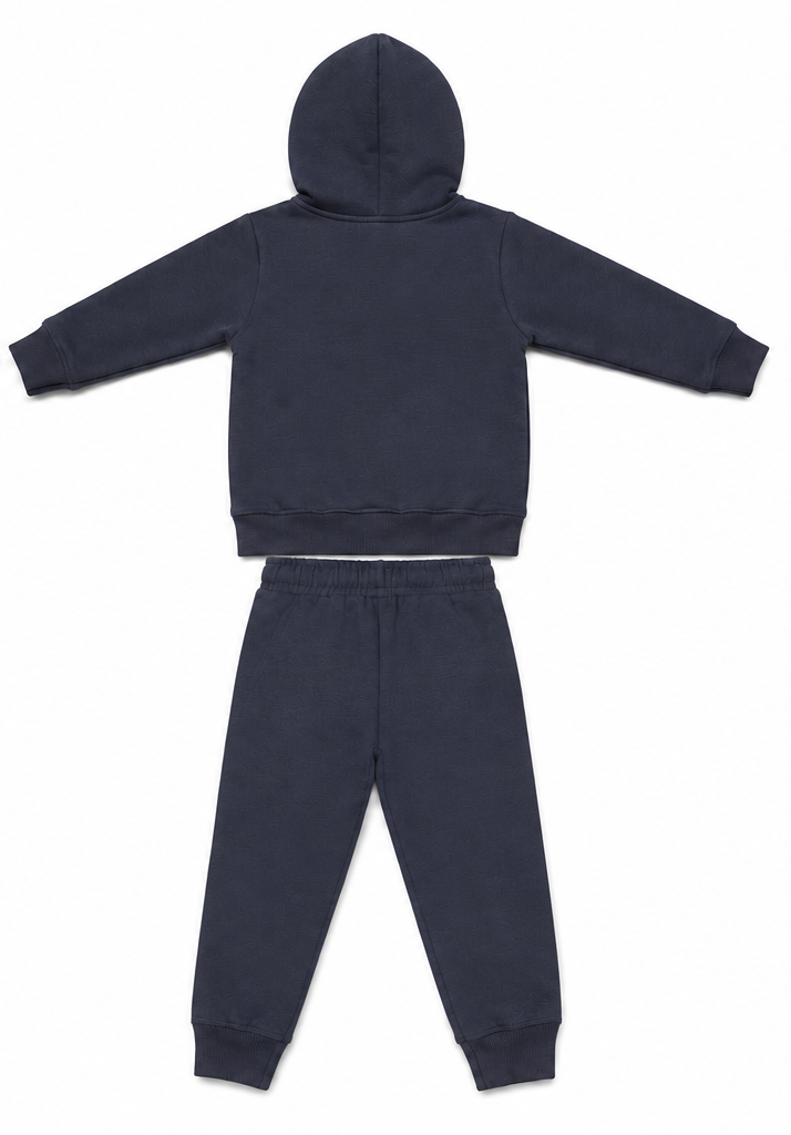 Cool Grey Graphic Kids Fleece Tracksuit Set
