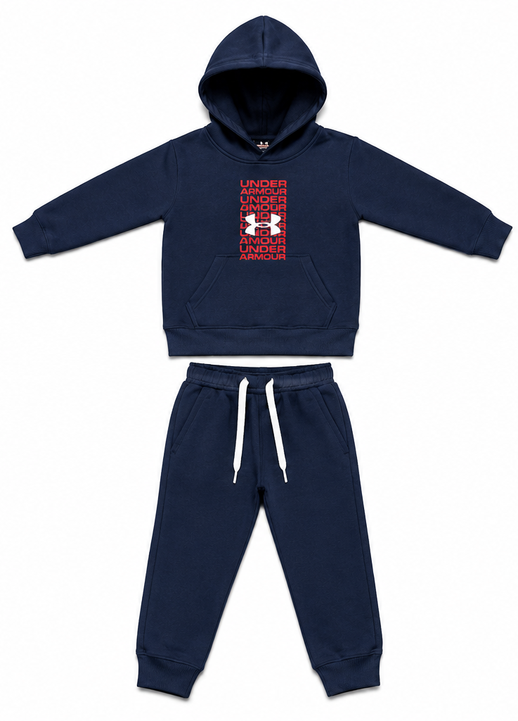 Espresso & Super Sonic Blue Graphic Kids Fleece Tracksuit Set