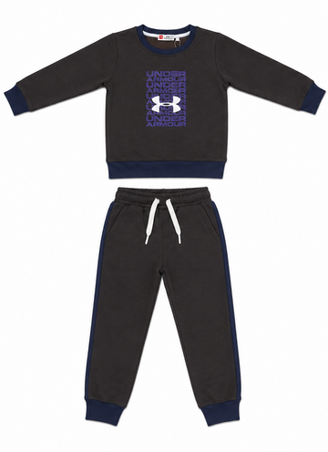 Charcoal Grey Crewneck Kids Fleece Tracksuit Set