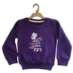 Billi Ke Bachon Ke Mozay Round Neck Sweatshirt - Violet