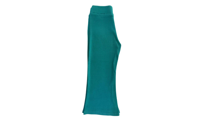 Deep Green Ribbed Flare Pants