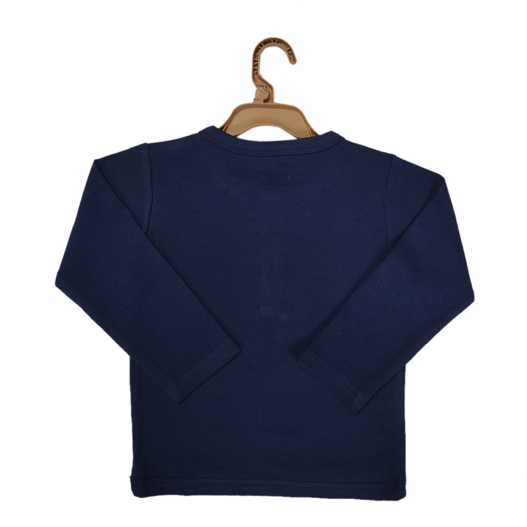 Ghousla Full Sleeve Henley T-Shirt - 1X1 Rib (Navy Blue)