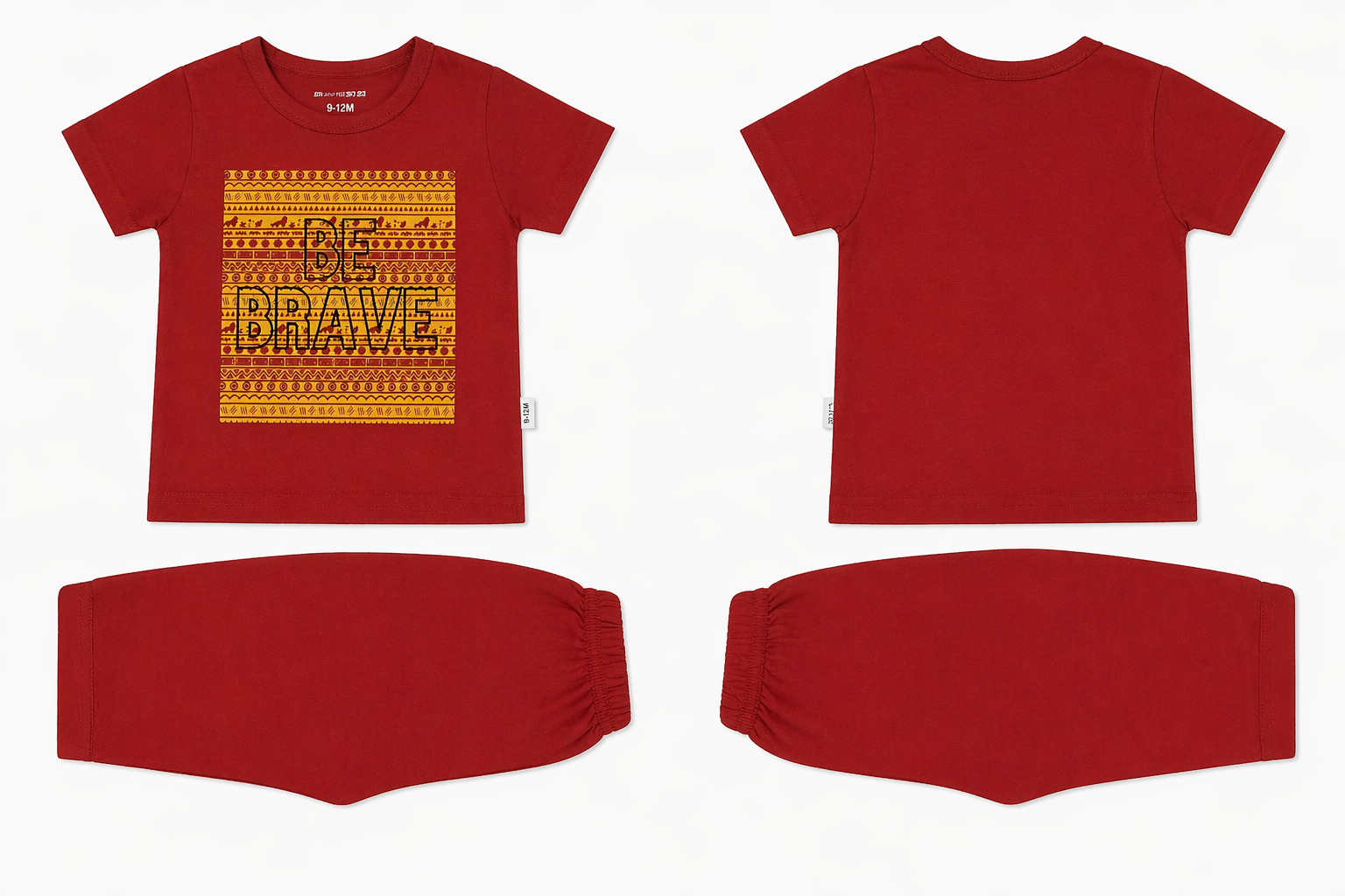 Kids Red Be Brave Graphic 2 Piece Suit – Soft Breathable Jersey T-Shirt & Pajama Set