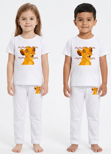 Kids Lion King 2-Piece Loungewear Set - Premium White Unisex T-Shirt and Play Pajamas