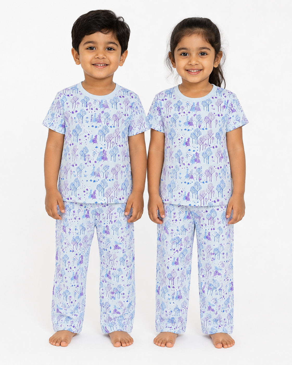 Kids Frozen Frozen 2-Piece Loungewear Co-Ord Set - Ice Blue Unisex T-Shirt and Pajamas