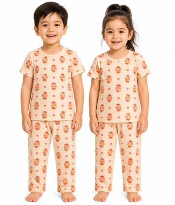 Kids 2-Piece Set: Premium Cotton Unisex T-Shirt and Pajama Set with Cute Character Print