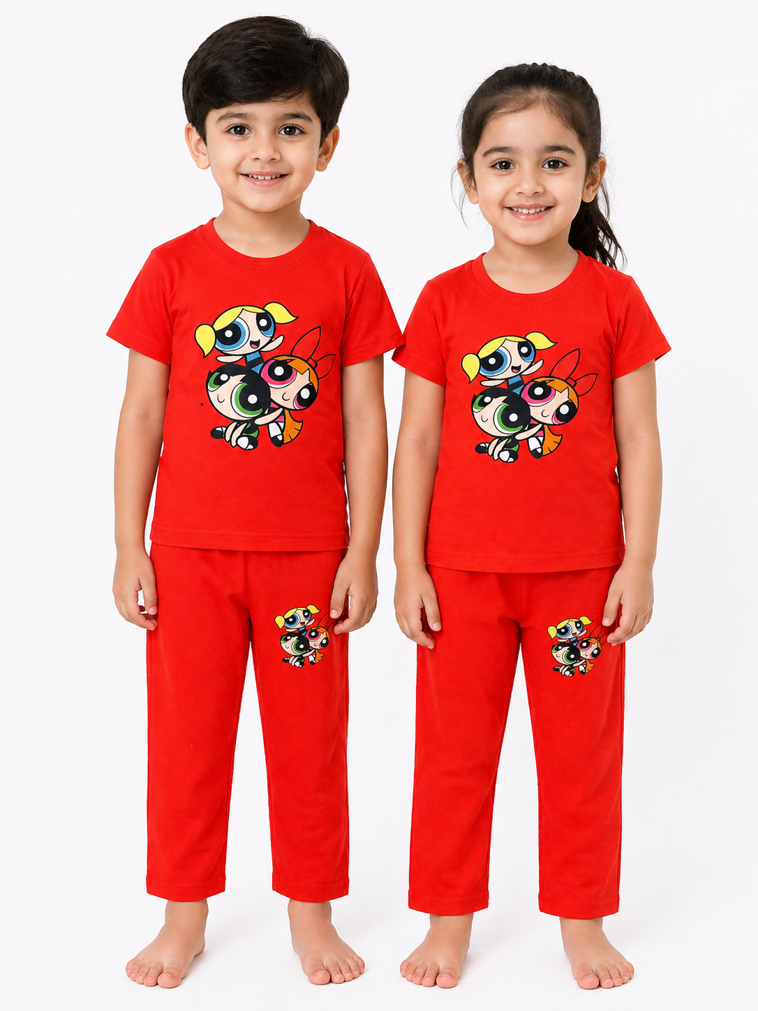 Kids Red Cartoon Character 2-Piece T-Shirt & Pajama Set