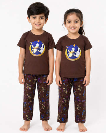 Kids Brown Sonic Character 2-Piece T-Shirt & Pajama Set