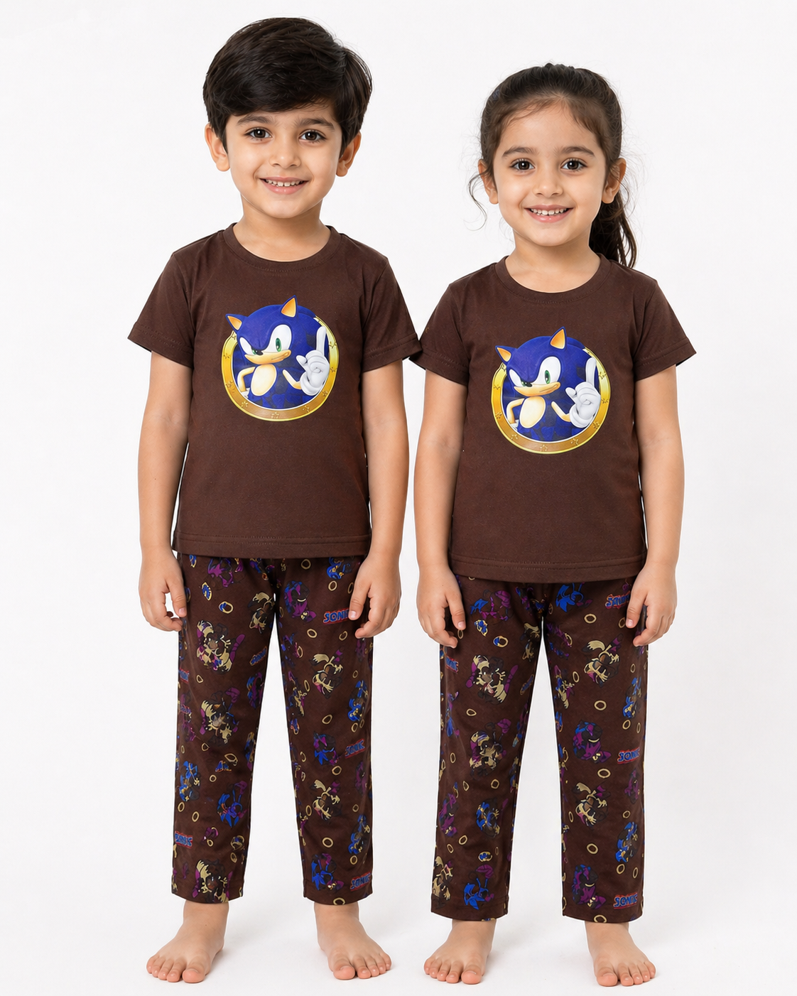 Kids Brown Sonic Character 2-Piece T-Shirt & Pajama Set