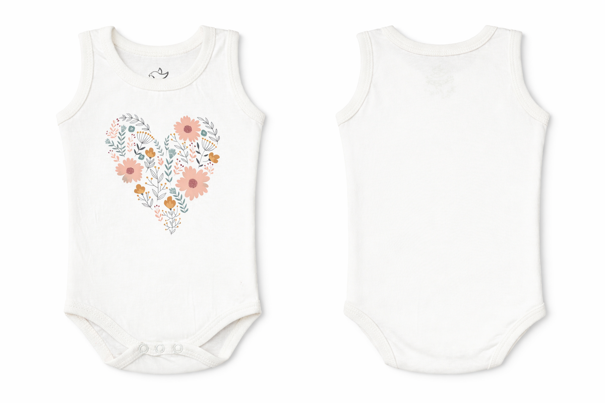 Sleeveless Bodysuit White Heart Print