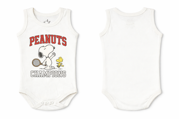 Sleeveless Bodysuit White Peanuts Print