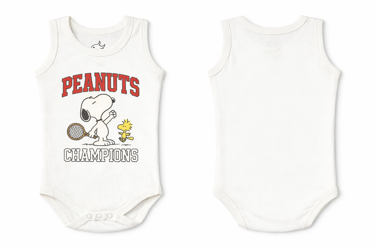 Sleeveless Bodysuit White Peanuts Print