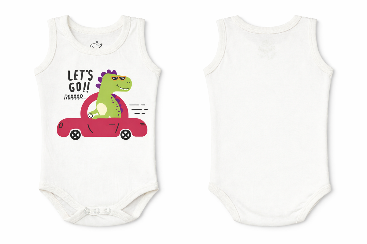 Sleeveless Bodysuit White Lets Go Print