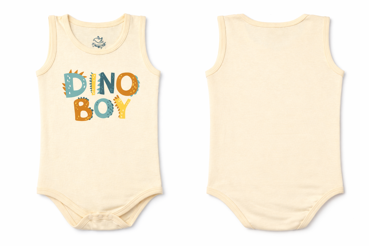 Sleeveless Bodysuit Wood Ash Dino Print