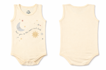 Sleeveless Bodysuit Wood Ash Moon Print