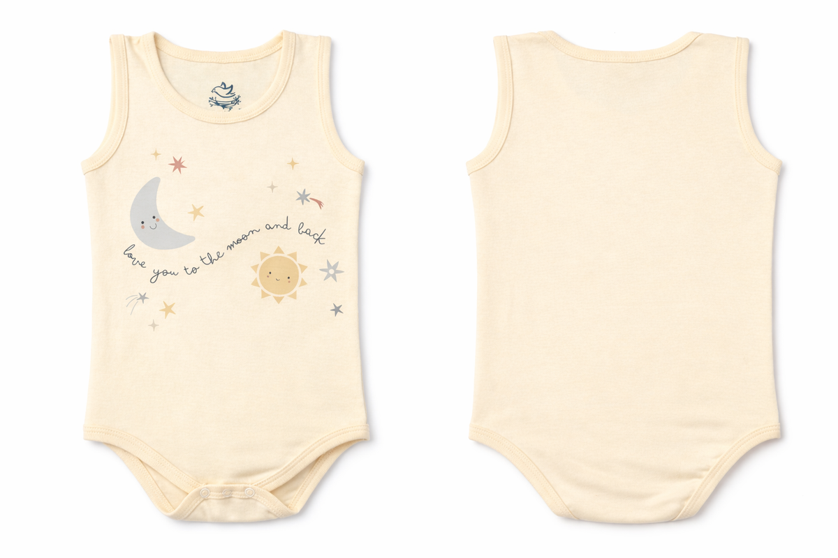 Sleeveless Bodysuit Wood Ash Moon Print