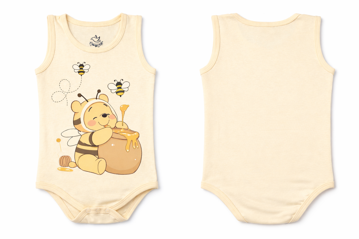 Sleeveless Bodysuit Wood Ash Honeybee Print