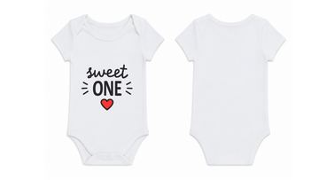 Baby Bodysuit: Premium Cotton White Short Sleeve with "Sweet One" Graphic