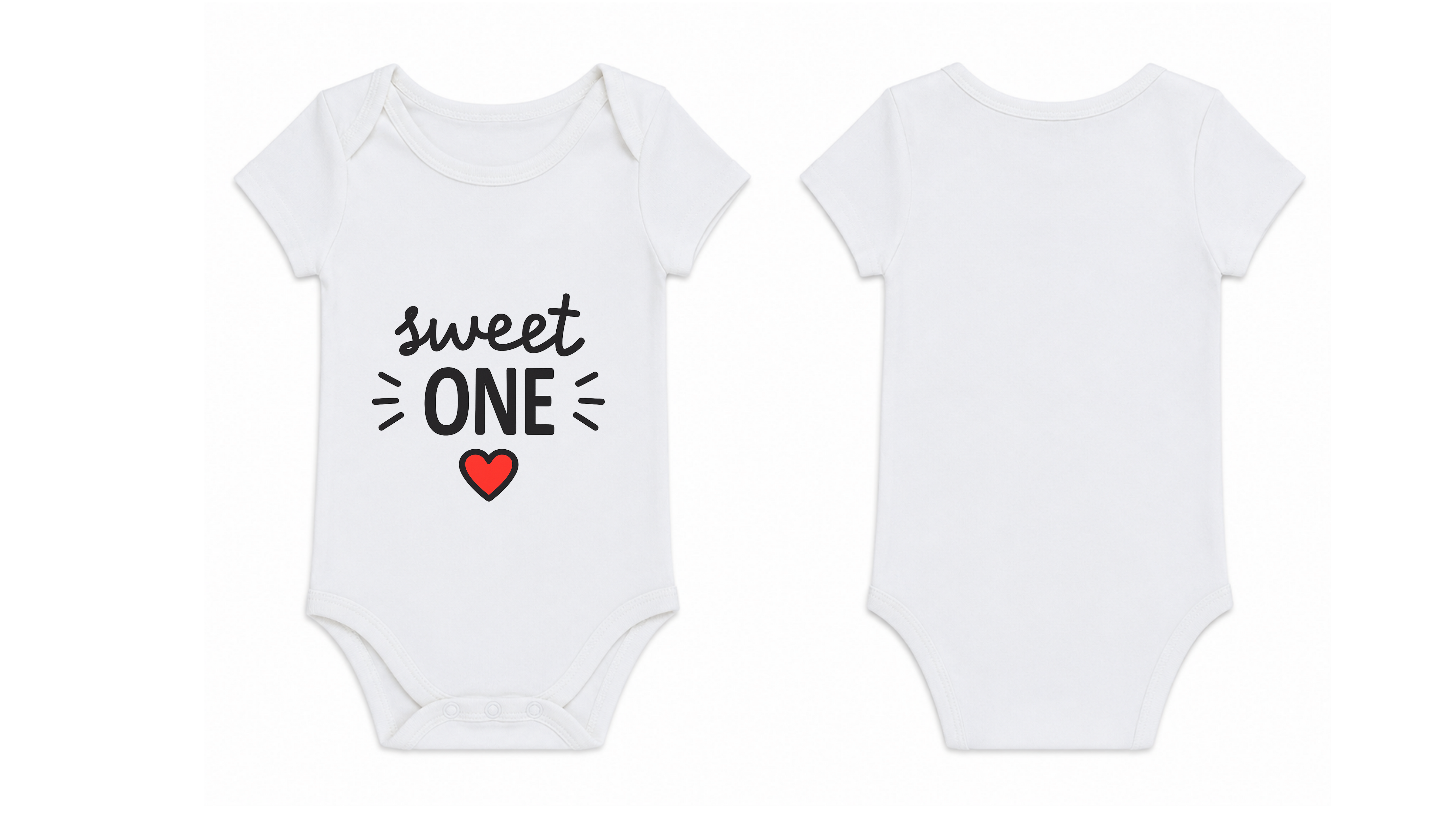 Baby Bodysuit: Premium Cotton White Short Sleeve with "Sweet One" Graphic