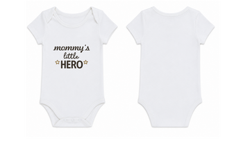 Baby Bodysuit: Premium Cotton White Short Sleeve with "Mommy's Little Hero" Graphic
