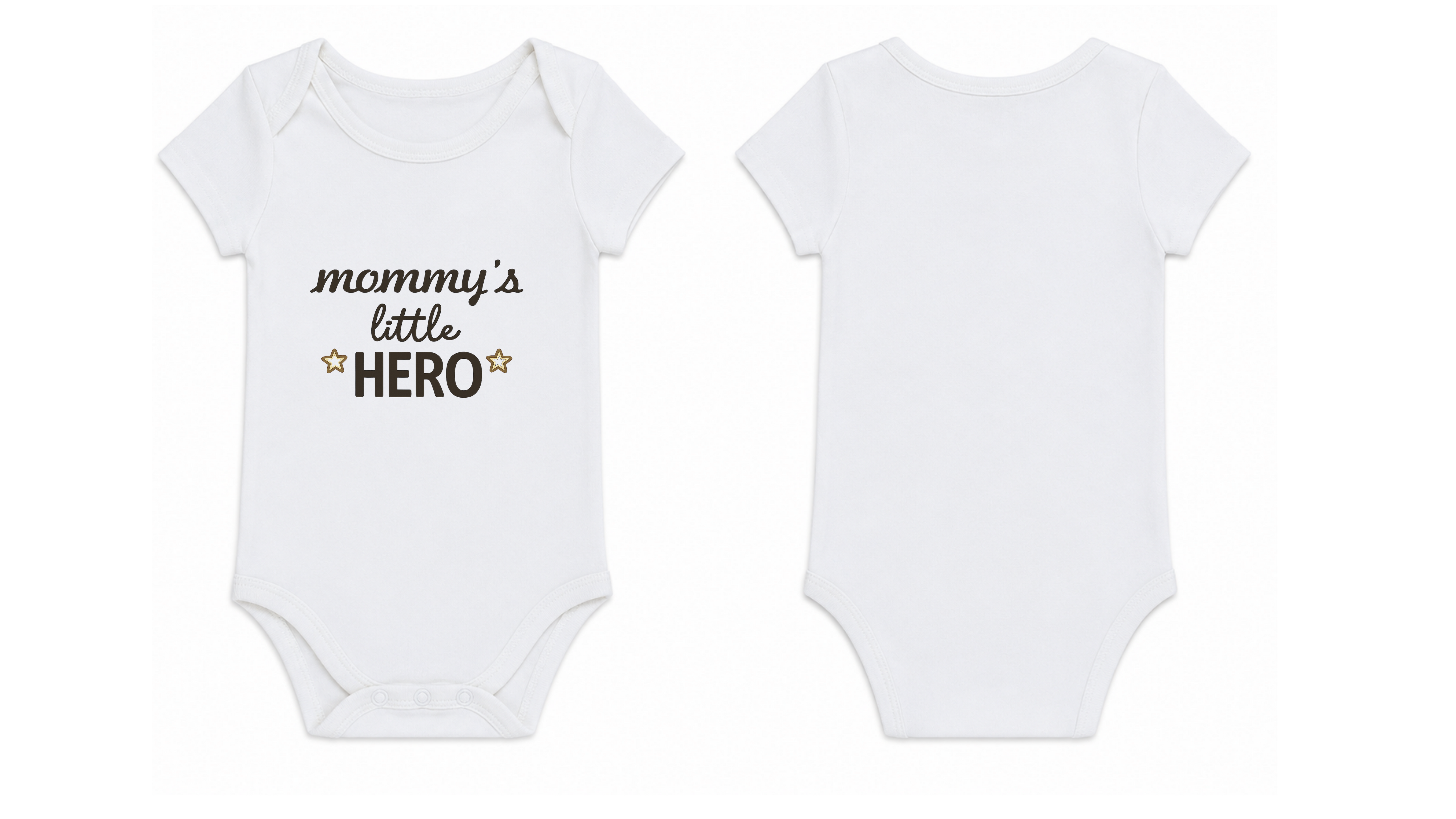 Baby Bodysuit: Premium Cotton White Short Sleeve with "Mommy's Little Hero" Graphic