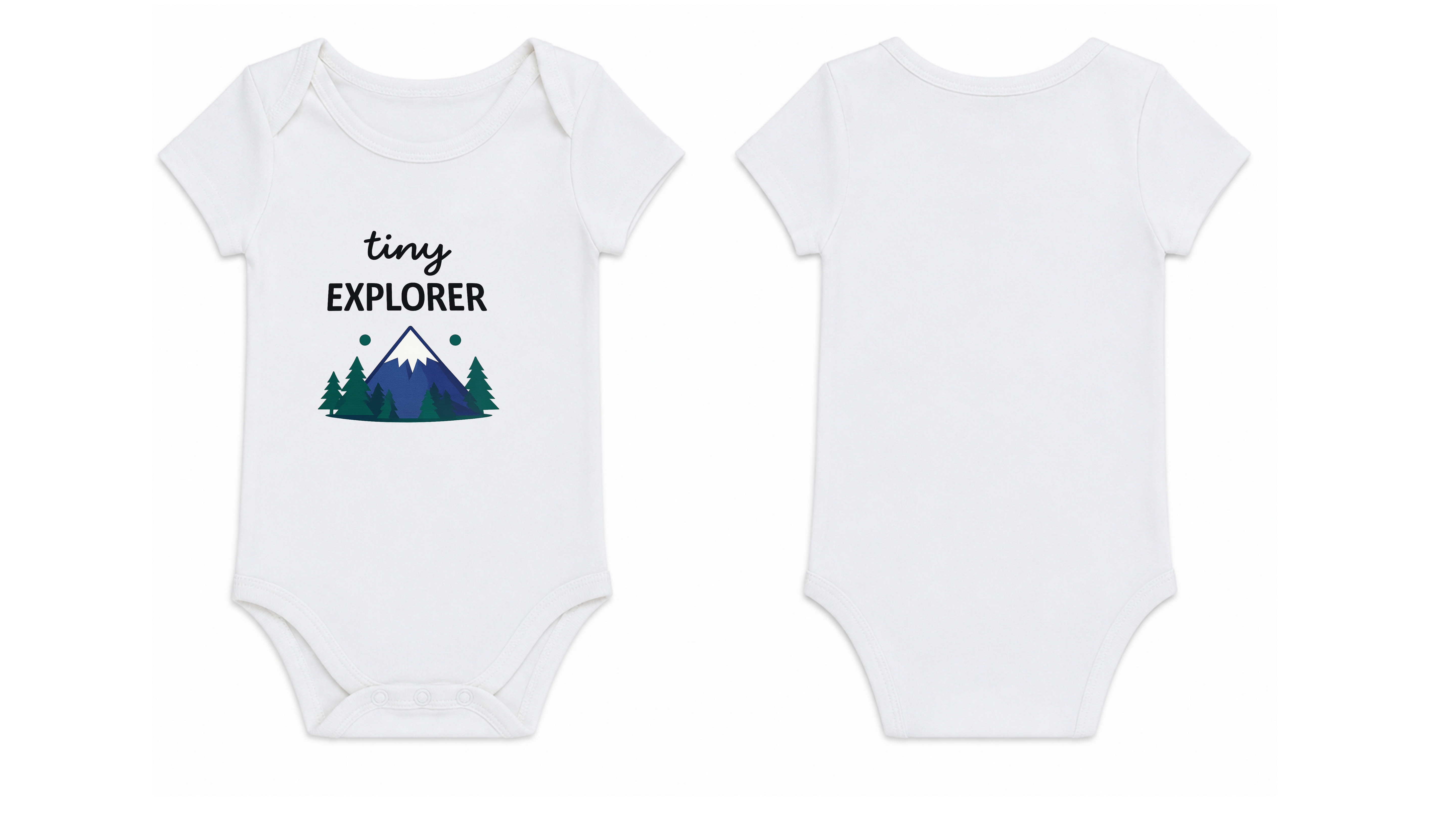 Baby Bodysuit: Premium Cotton White Short Sleeve with "Tiny Explorer" Graphic