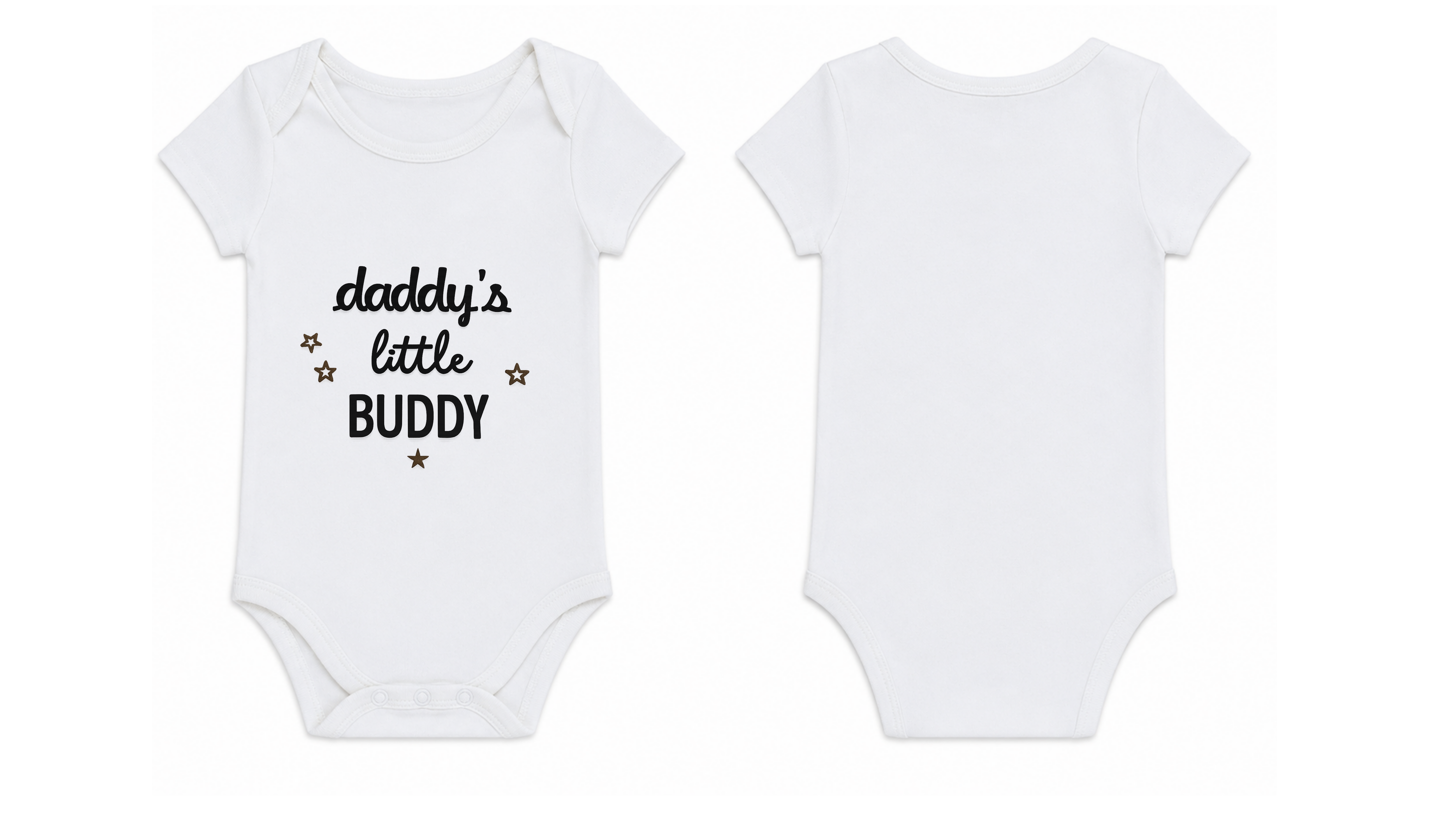 Baby Bodysuit: Premium Cotton White Short Sleeve with "Daddy's Little Buddy" Graphic