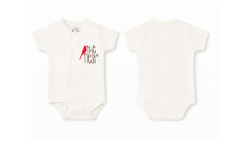 Wrap Bodysuit: Premium Cotton Off-White Asymmetrical Snap Romper with THE NEST Graphic