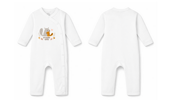 Sleepsuit: Premium Cotton White Asymmetrical Snap Romper with "Snuggle Time" Graphic