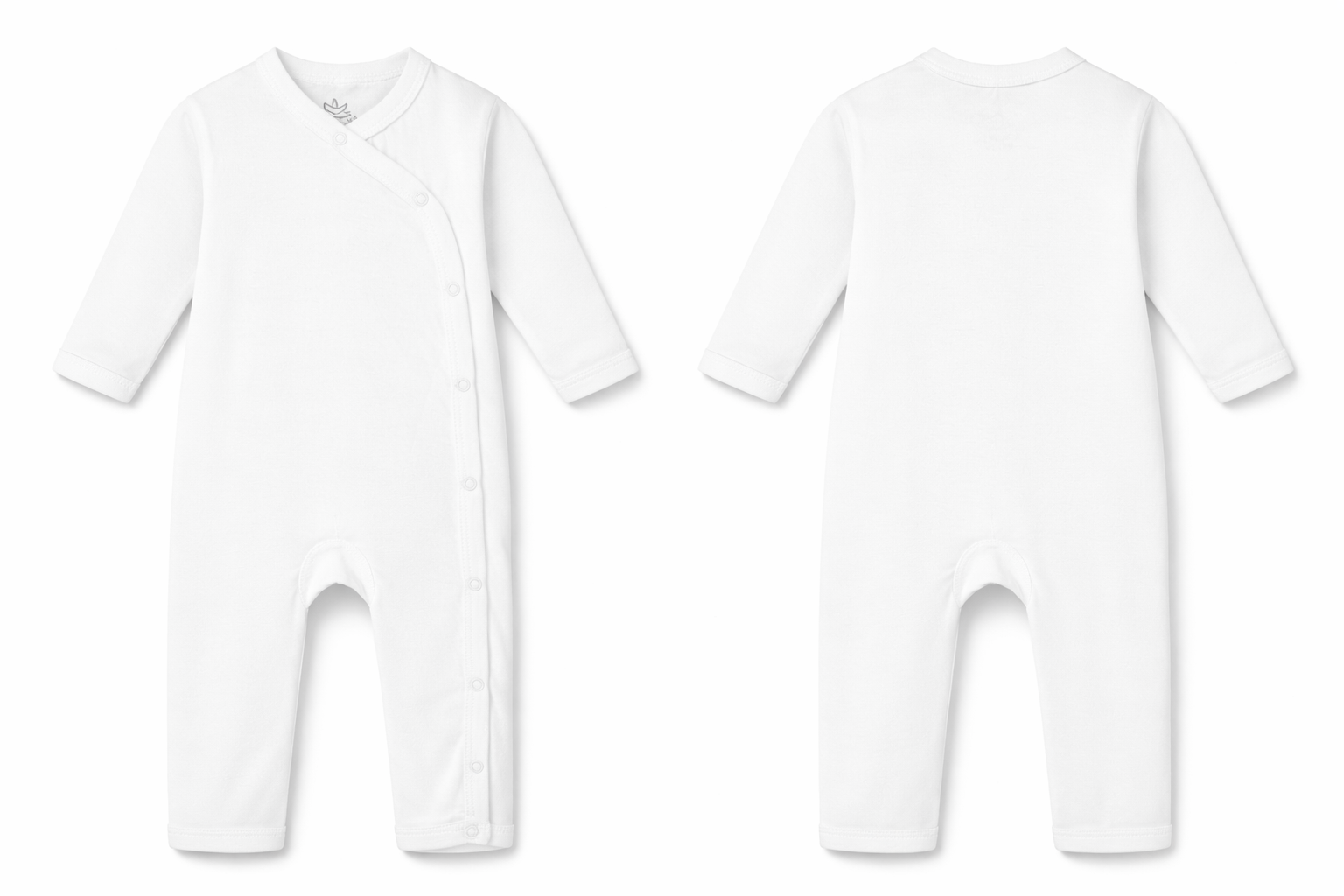 Cross Button Sleeping Suit White Soft Essential