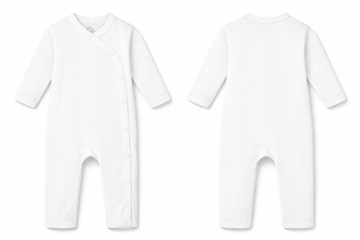 Cross Button Sleeping Suit White Soft Essential