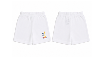 Shorts: Premium Cotton White "Enjoy the Today" Graphic Loungewear and Playwear